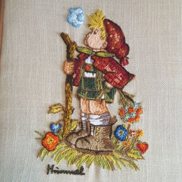 Hummel Vintage Crewel Embroidery Wall Art Framed 10x14 Lot of 2 Finished - Picture 5 of 12
